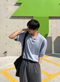 Fleet collar short sleeve knit