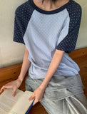 [BAONHAUS] Hirun Dot Color Matching Raglan Short Sleeve Tee