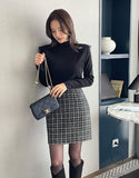 Komare Pearl Tweed H-Line Mini Skirt