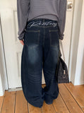 Kepan Lettering Wide Denim Pants