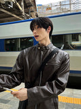 Concrete Crack Leather Jacket