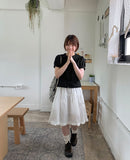 Bomeck Back Ribbon Collar Short Sleeve Blouse