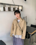 Hyuina String Button Short Collar Jacket