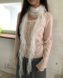 Dew Lace Loose Fit Button Shirring Long Sleeve T-Shirt