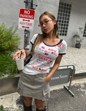 Cartoon Lettering See-through Ringer Short Sleeve