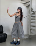 Bloss Pintuck Cargo Sweat Bermuda Pants