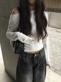 [MADE] Mecca Button Unbalanced Off-Shoulder Slit T-shirt