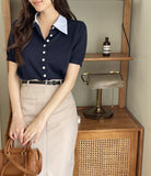 Ond Shirt Layered Short Sleeve Knit Cardigan