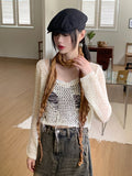 Runt vintage damage net net crop long sleeve knit