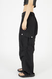 Pin-tuck nylon snap over cargo pants