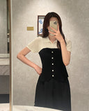 Rosven color matching collar short sleeve knit