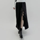 Nika satin slit long skirt