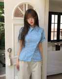 Pop Roundy Unbalance Check Shirt