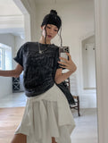 Foldy Unbalanced Shibori Strap Skirt