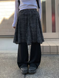Teten Check Unbalance Midi Skirt