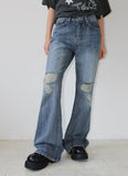 DAMAGE BOOTCUT DENIM