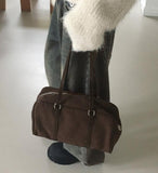 Popat Suede Leather Combi Shoulder Bag