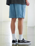 Wedge denim short pants