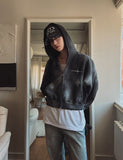 Overspray cropped hooded zip-up