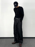 Roll Up Down Wide Denim Pants Regular Ver
