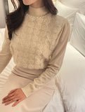 Lana Chiffon Rose Pearl Half-Turtleneck Knit