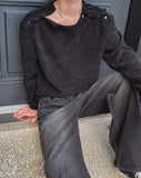 Rubber Velour Double Henley Neck Knit