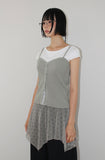 RIBBED BUTTON KNIT TOP