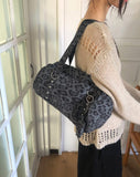 Band Camo Leopard Stud Baguette Shoulder Bag