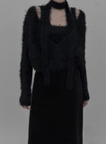 Muffler Set Sleeveless Fur Wrap Cardigan