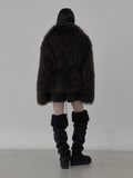 Wide Collar Strap Robe Fur Jacket
