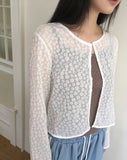Cheche flower see-through button cardigan