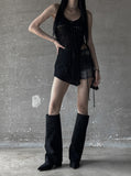 Studded Black Short Denim