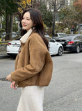 [Wool Lining] Momen Fur Collar Soft Suede Jumper