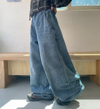 [unisex] Hilde Curved incision Denim Wide Pants
