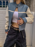 Peer One Track Crop Leather Jacket