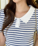 Romans Collar Color Matching Stripe Knit