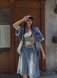 Blitz Cool Denim Bending Pants (Shorts ver.)