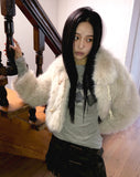 Naru Duffle Button Fur Short Jacket