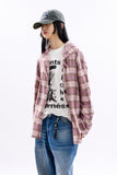 Flannel hooded over check shirt
