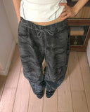 Nuring Camo Snap Button Two-Way Wide Long Pants