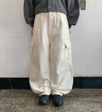 Ilonde Pintuck Cotton Cargo Wide Pants