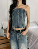 Kishi Set-Up Cut Out Denim Top