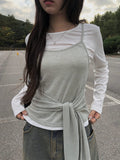 Anna Layered Bustier Tie T-Shirt Set