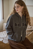 [2-WAY] KOKO Applique Pigment Hooded Zip-Up