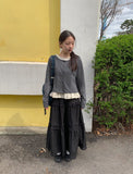 Vein Lace Banding Long Skirt