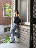 [MADE] Betts Light Washing Back Banding Denim Long Wide Pants