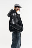 Phantom hooded glossy short padded jacket