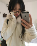 Waring Two Way Angel Fur Hood Knit Zip-up