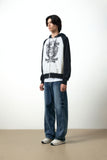 DOODLE HEART RAGLAN SWEAT ZIP UP HOODIE