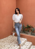 Lupine Lace Pin Tuck Puff Blouse